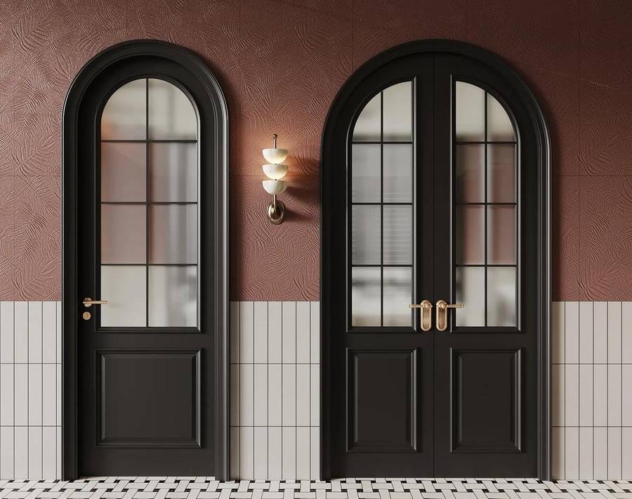 Arched French Black Doors